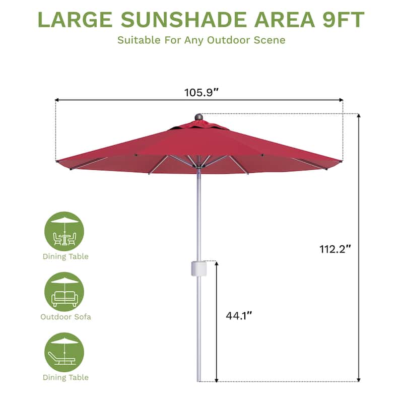 Patiowell 9FT Outdoor Electric Patio Umbrella With Base,Outdoor Table Umbrella,Yard Umbrella,One-click Start And Crank