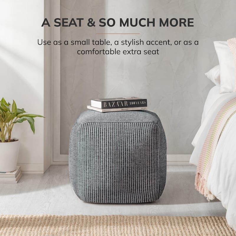 Jani 20-inch Ottoman Pouf - Handcrafted Handmade Ottoman for Seating, Footrest, Home Decor for Living Room, Bedroom