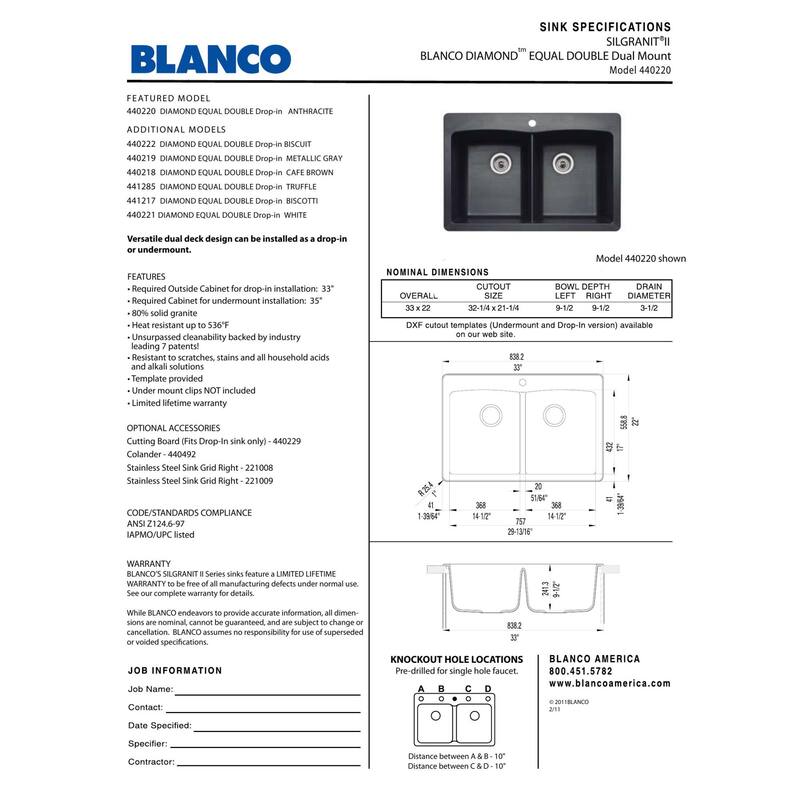 Blanco Diamond Cafe Brown Siligranit II Equal Double Bowl Sink