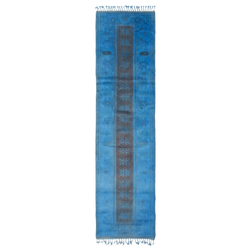 ECARPETGALLERY Hand-knotted Color Transition Blue Wool Rug - 2'7 x 9'5 - Blue - 2'7 x 9'5