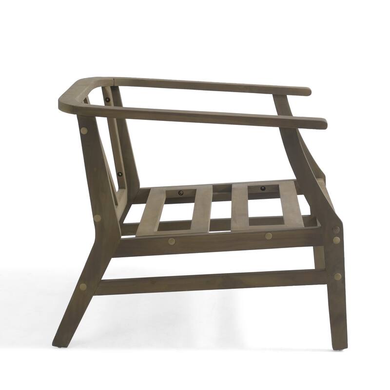 Outdoor Teak Wood Club Chairs with Cushions (Set of 2)