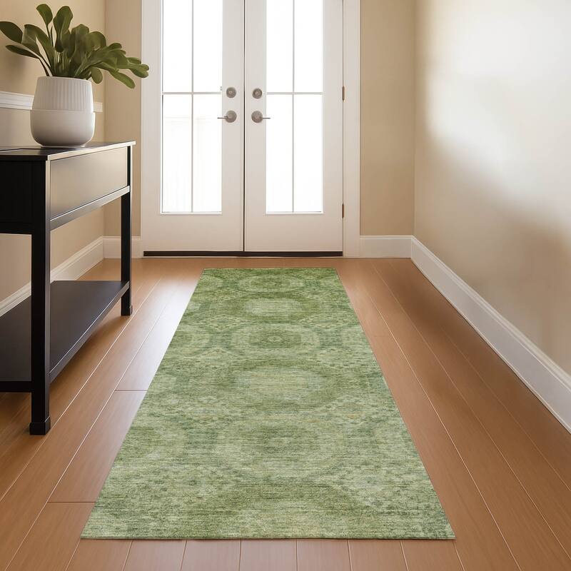Premium Washable Super Soft Vintage Traditional Mayfield Rug - Aloe - 2'3" x 7'6"