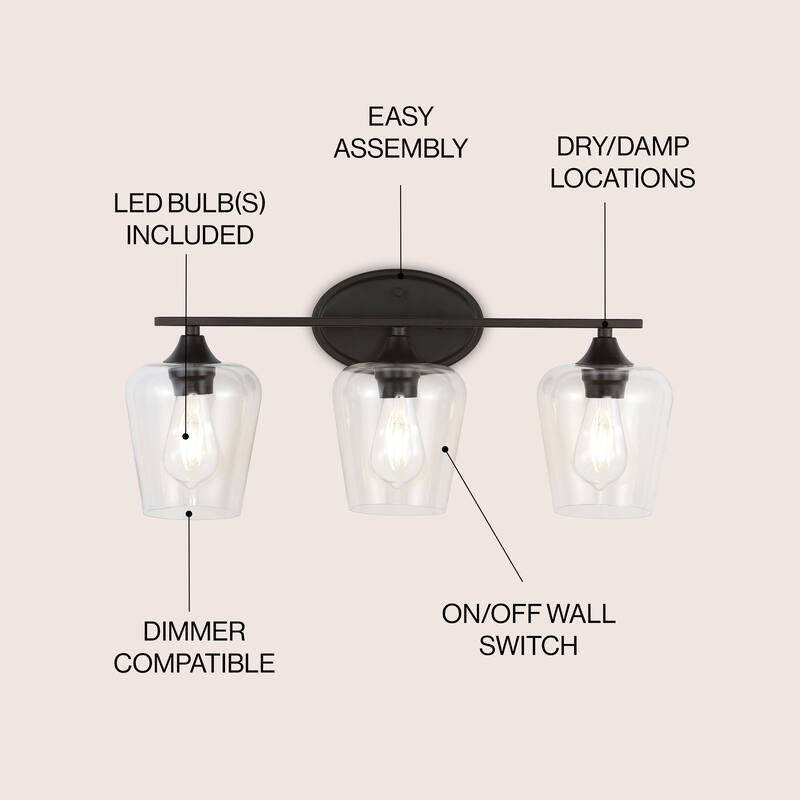 Iron/Seeded Glass LED Vanity Light, by JONATHAN Y