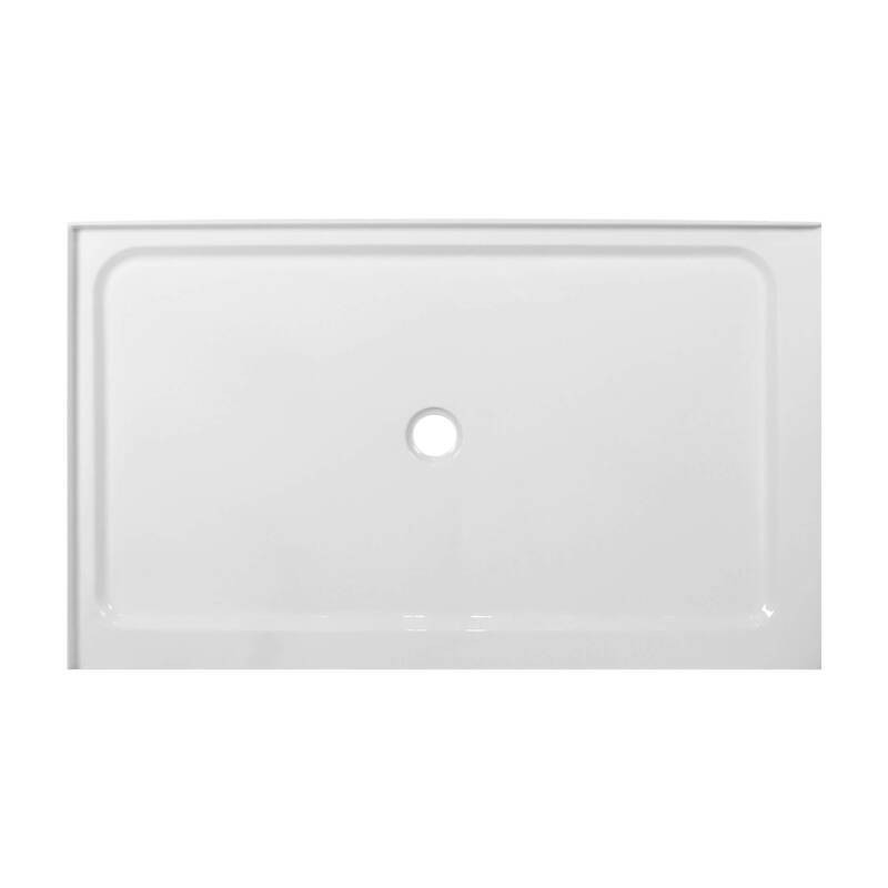 Fine Fixtures Double Threshold Acrylic Shower Base - Non-Slip Textured Surface Shower Floor Pan in White