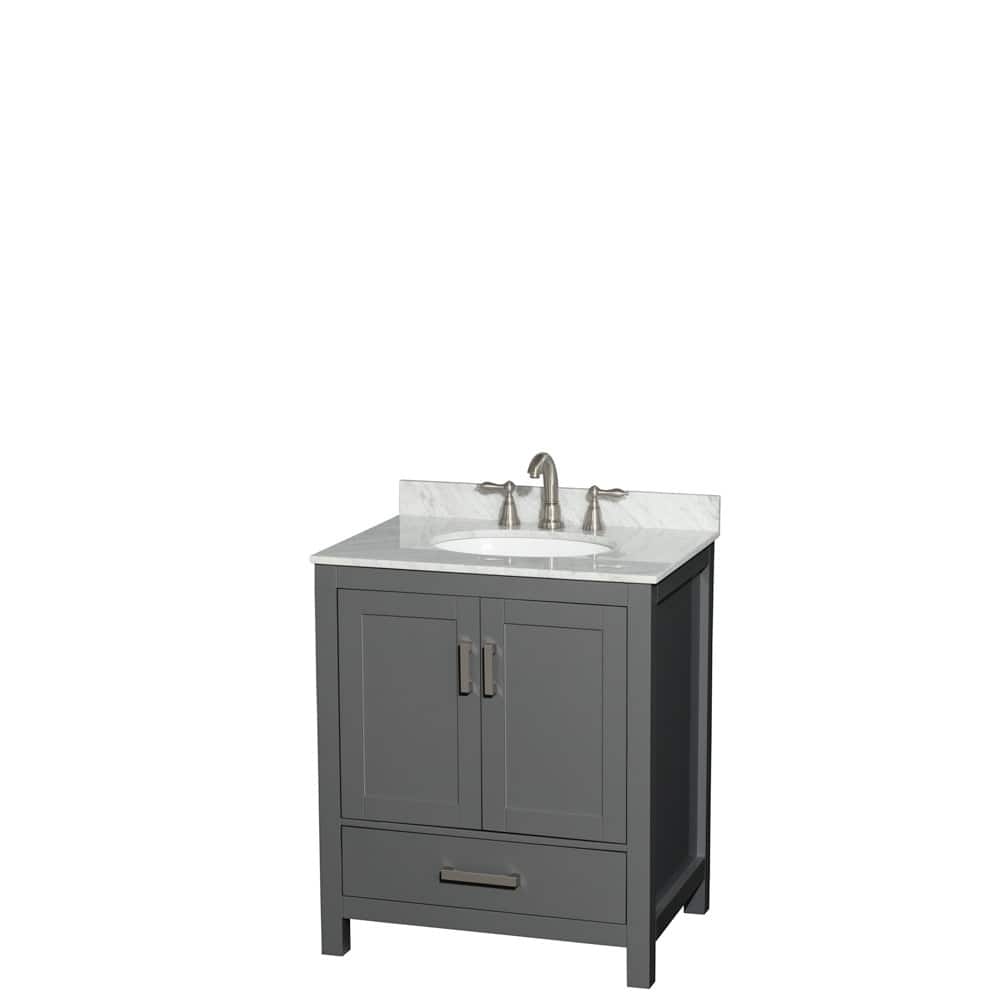 Wyndham Collection Sheffield 30" Freestanding Vanity Set with Hardwood