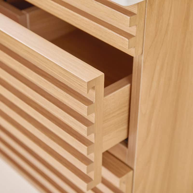 GDFStudio - Modern 36" Wall-Mounted Floating Bathroom Vanity with Integrated Ceramic Basin & Soft-Close Drawers, Fully Assembled