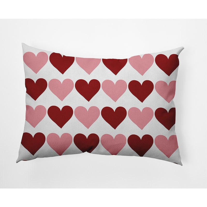 Alternating Hearts Valentine's Day Decorative Indoor Pillow - 14" x 20" - Valentines Red