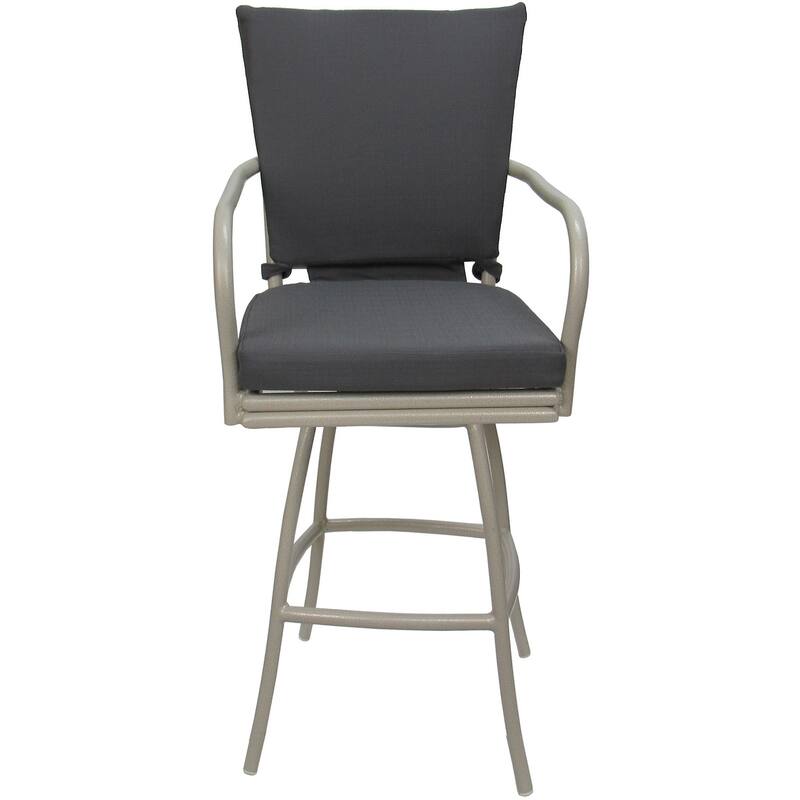 Outdoor or Indoor Counter 26", 30" or Extra Tall 34" Bar Stool - Ofir - Dark Gray Linen - Beige - Counter Height
