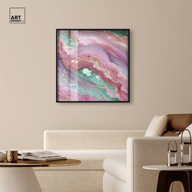 Pink and Mint Crystal II Shadowbox by Art Remedy