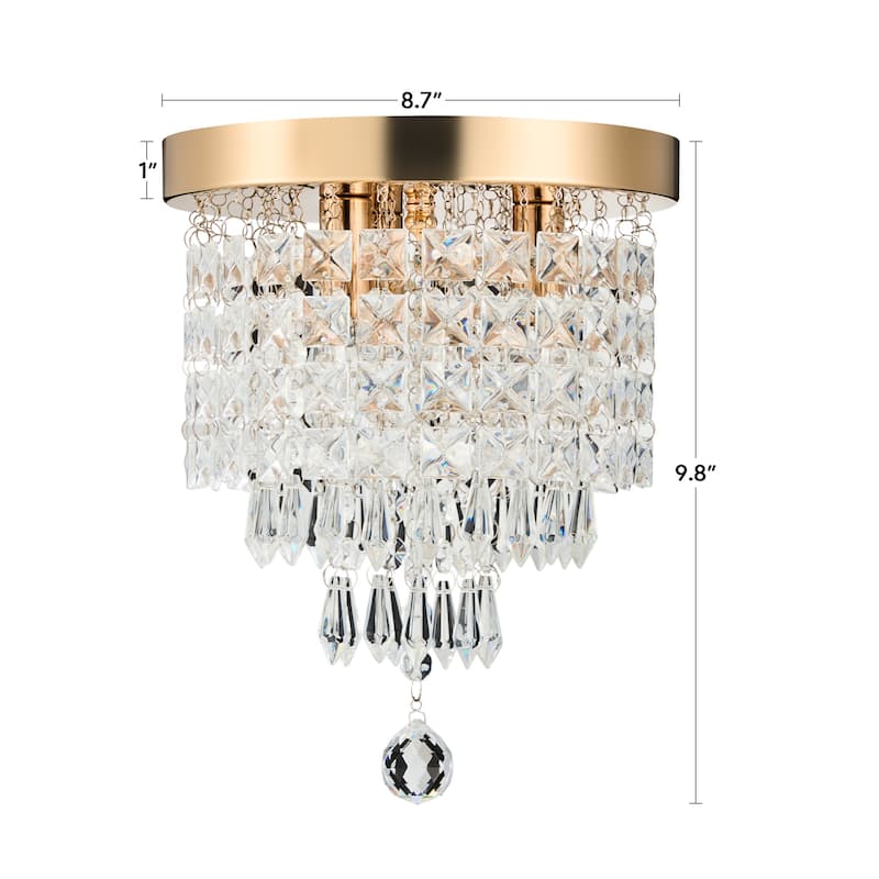 CO-Z 3-light Mini Crystal Chandelier with Raindrop Crystals