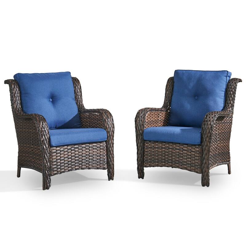 Gymojoy Outdoor Wicker Club Chairs Patio Seating with Olefin Weather-Resistant Cushions