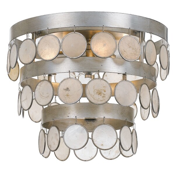Crystorama Lighting Group 6000 Coco 4 Light 13 3 4 Wide Flush Mount Waterfall Ceiling Fixture With Draped Capiz Shell Accents