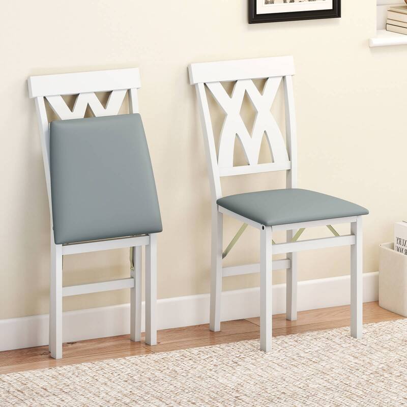 Costway Folding Kitchen Chairs Set of 2/4 with Rubber Wood Frame - See Details