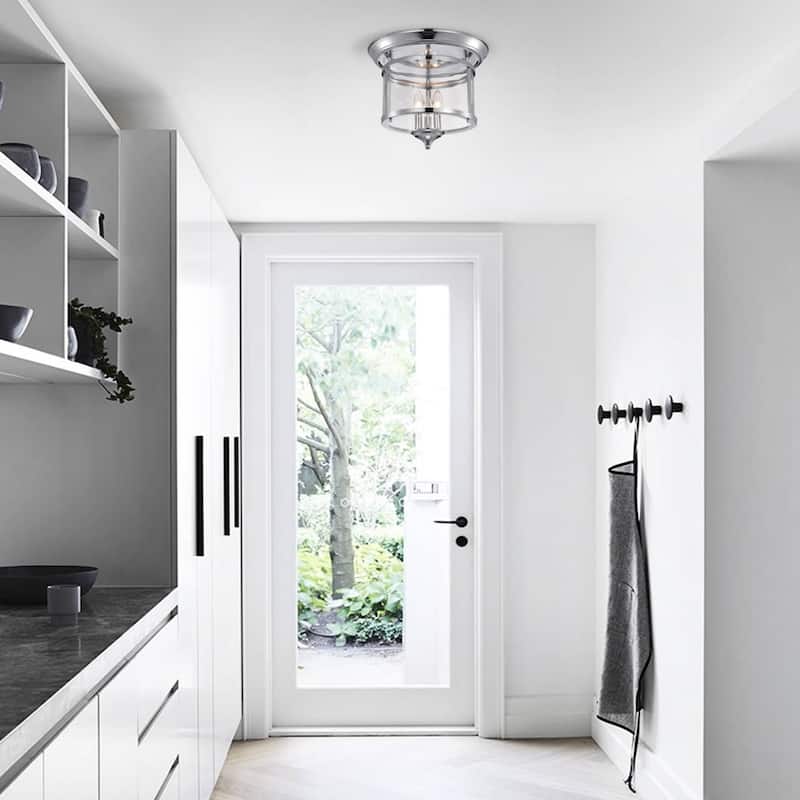 Melodi Polished Chrome Metal/Glass Cage 3-Light Flush Mount