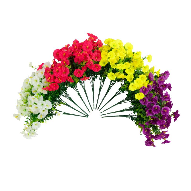 14-in UV Resistant Artificial Morning Glory Bush - Set of 12