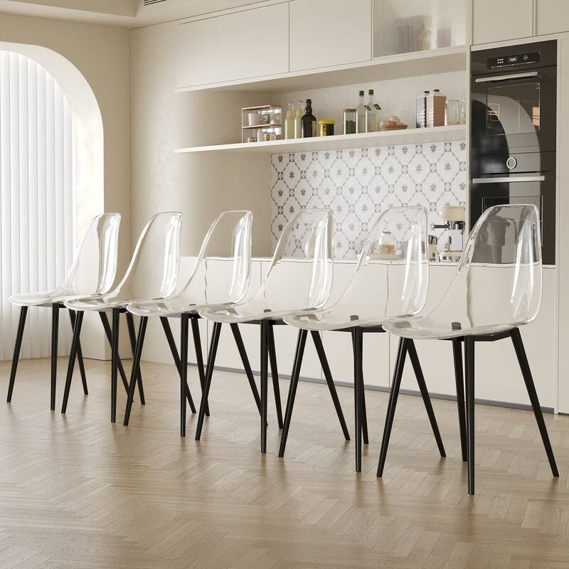 Modern Kitchen Transparency Dining Room Chairs Set of 6
