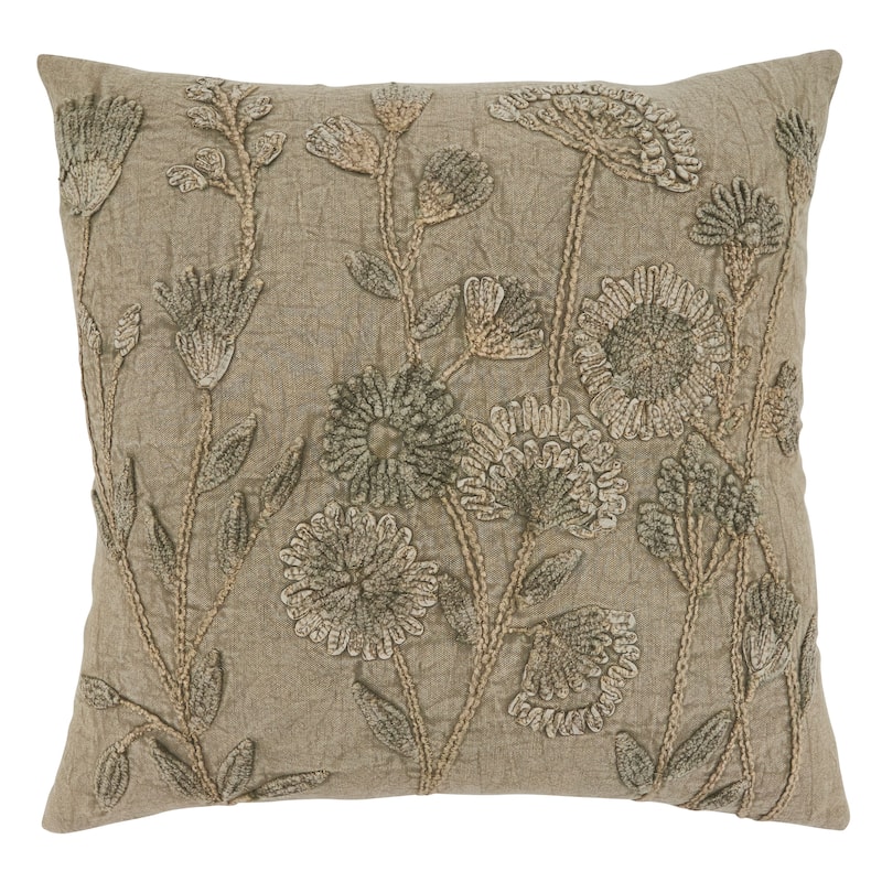 Pillow With Stone Washed Floral Design