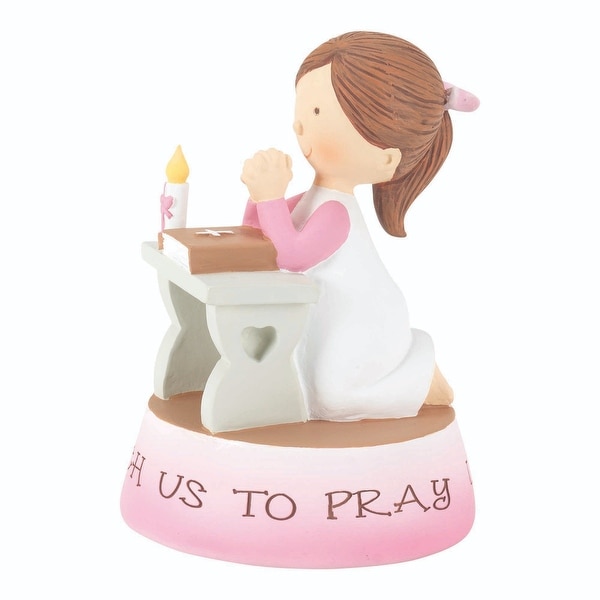 6” Pink Girls Teach Us To Pray Resin Figurine - N/A