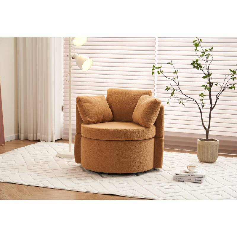 Eddy Fabric Swivel Chair: Khaki, Storage, Back Cushion - khaki