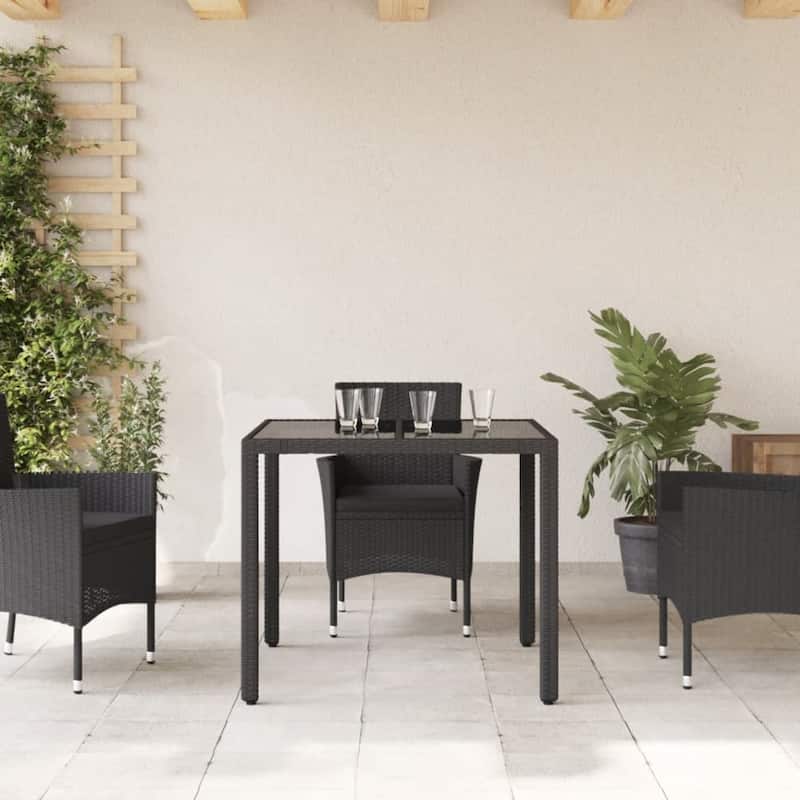 vidaXL Garden Table Black PE Rattan 35.4 x 35.4 in Sturdy Garden Table - 35.4 x 35.4 x 29.5