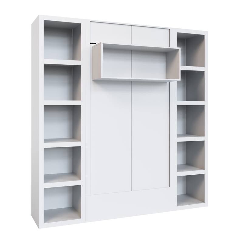 Easy-Lift Twin Murphy Wall Bed with Two Bookshelves