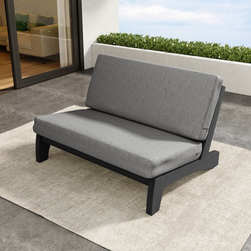 Outdoor Furniture Teak Wood Armless Loveseat Sofa With Cushion