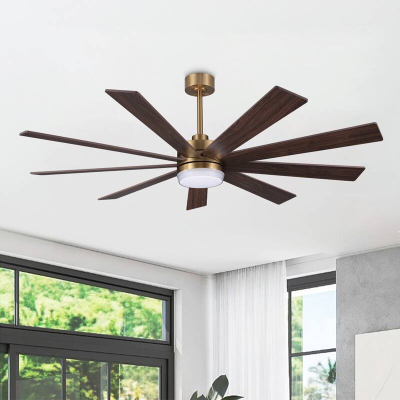 MLiAN DC Motor Indoor Ceiling Fan with Light and Remote - Gold/Walnut - 65''