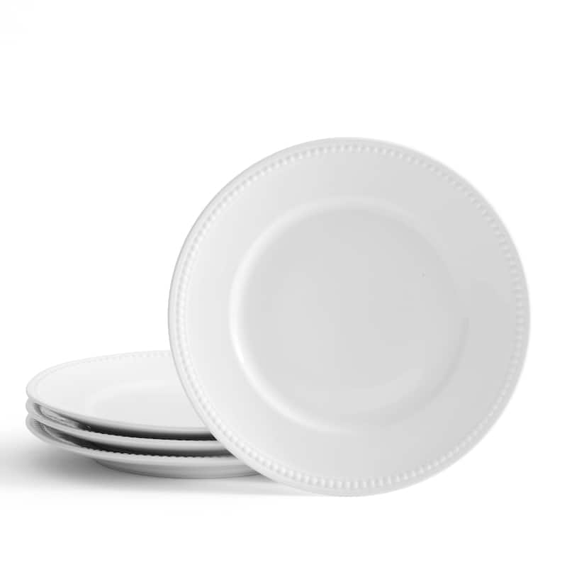 Everyday White Set of 4 Beaded Dinner Plate, 10.5-Inch - 10.5 Inch