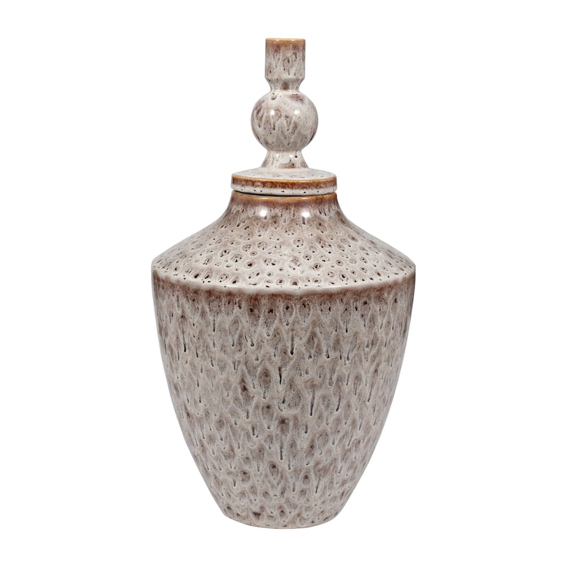 Sagebrook Home Exquisite Stoneware Truman Large Lidded Jar - Elegant Vase for Modern Home Decor