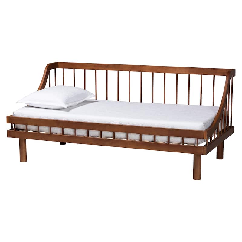 Helio Mid-Century Modern Walnut Brown Finished Wood Twin Daybed - Walnut