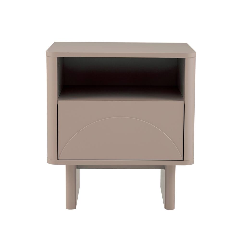 Modern 20-Inch Nightstand with Drawer and Open Shelf, Ideal for Bedroom or Living Room