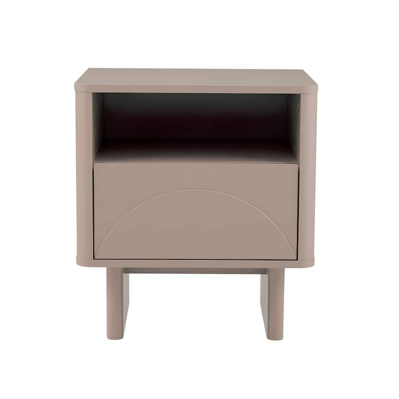 Modern 20-Inch Nightstand with Drawer and Open Shelf, Ideal for Bedroom or Living Room - 1-drawer
