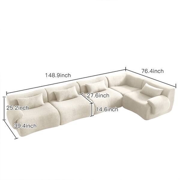 JASIWAY L-shaped Teddy Velvet Upholstered Sectional Sofa Modular Sofa