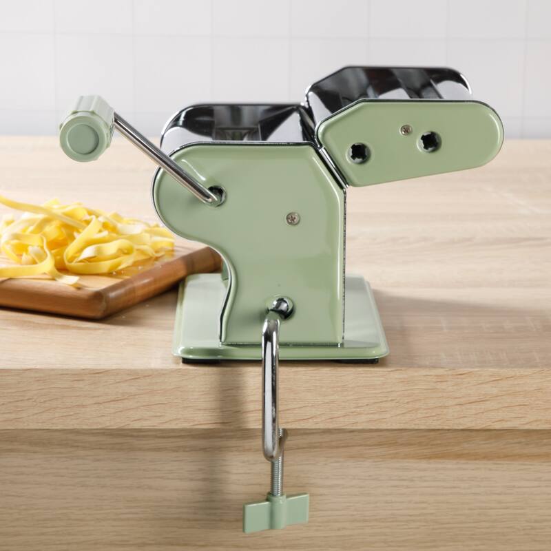 Sur La Table Kitchen Essential Va Bene Manual Pasta Maker Machine, Stainless Steel/Juniper Green