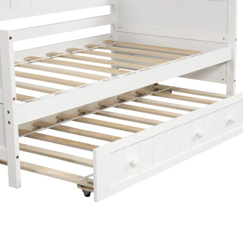 Twin Wooden Daybed with Trundle Bed