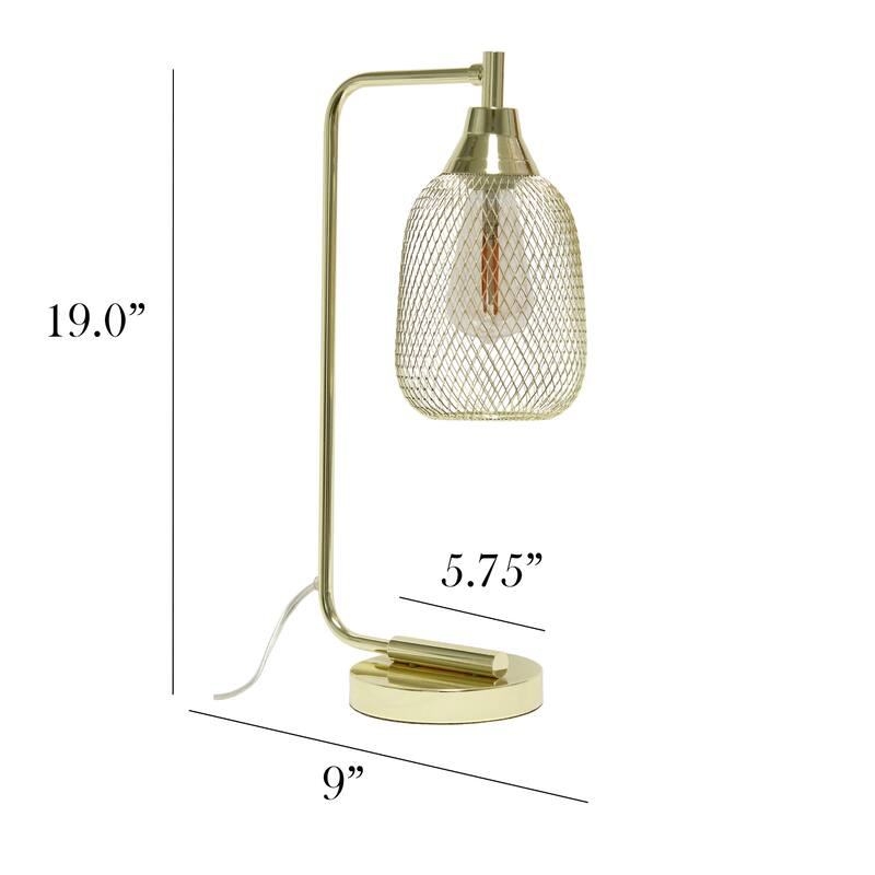 Farmhouse Style Desk Lamp with Mesh Shade - 19" - Gold