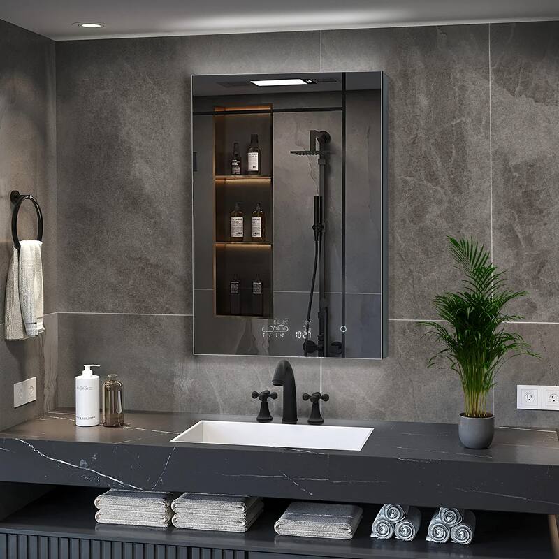 Savera 30 in. Surface-Mount LED Mirror Medicine Cabinet with Defogger - 24 in. X 32 in.