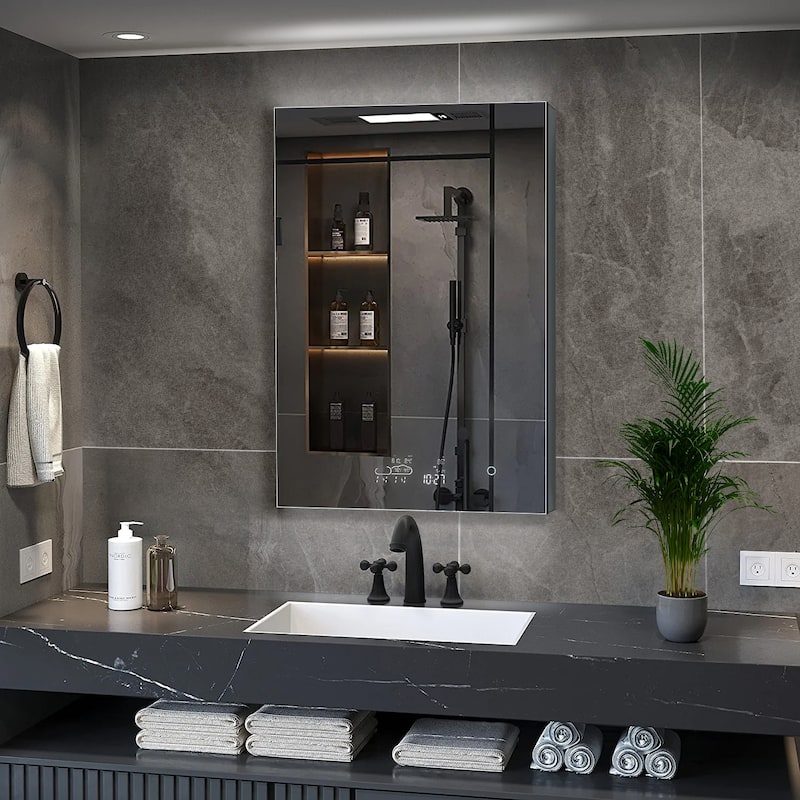 Savera 30 in. Surface-Mount LED Mirror Medicine Cabinet with Defogger