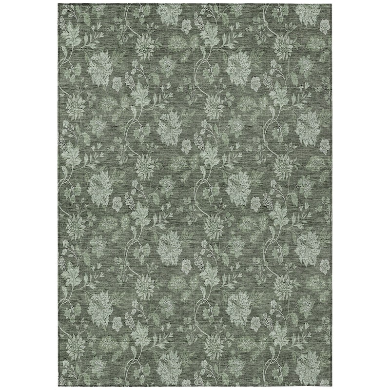 Machine Washable Indoor/ Outdoor Chantille Floral Farmhouse Rug