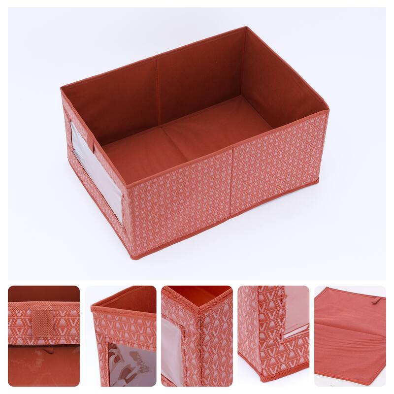 Storage Cube, Fabric Storage Bin for Shelves Closet, 1 Pack Collapsible Storage Basket for Organizing Clothes Books - Red - 17x12x8"