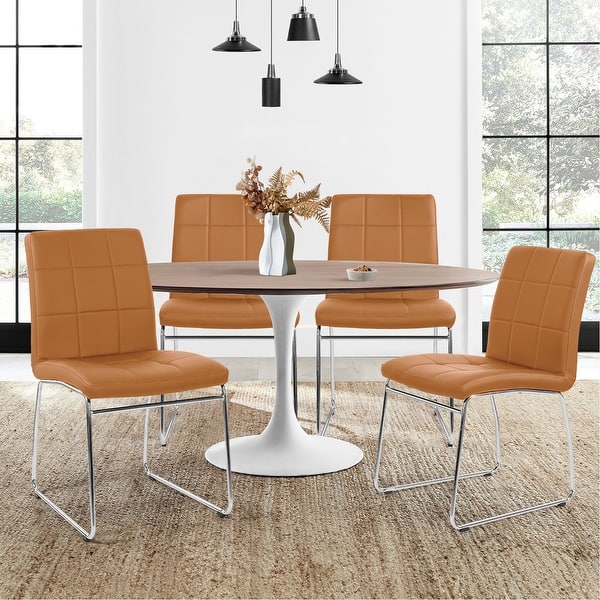 Leather Chairs White And Brown Kitchen Chairs Modern Faux