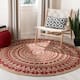 SAFAVIEH Handmade Natural Fiber Valentien Casual Jute Rug - 6' x 6' Round - Fuchsia/Natural
