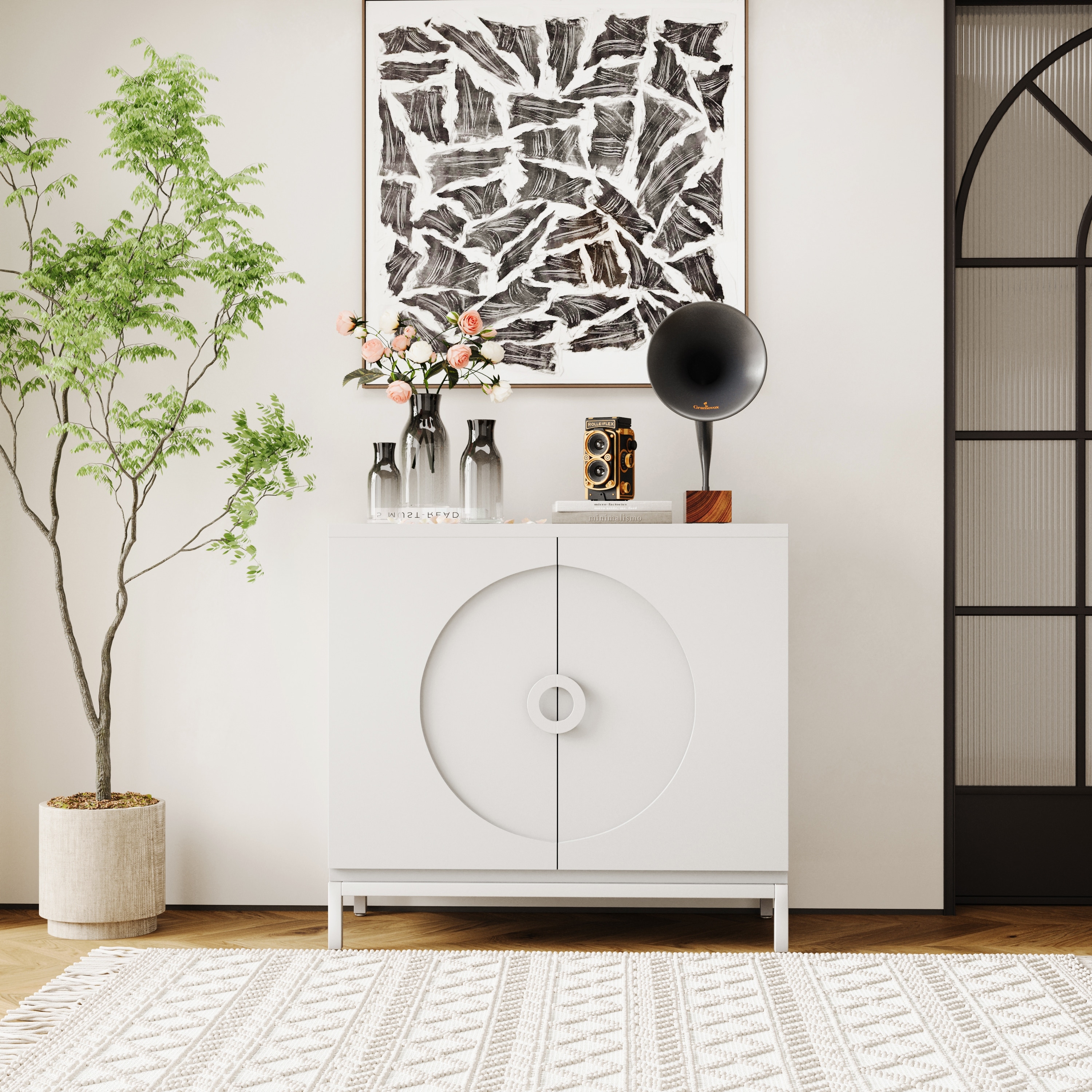 Wood and metal sales accent cabinet