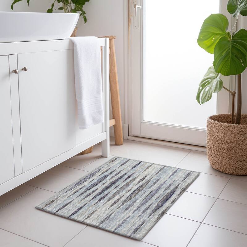 Premium Washable Super Soft Modern Stripes Mayfield Rug - Ocean - 1' 8" x 2' 6" - Rectangle