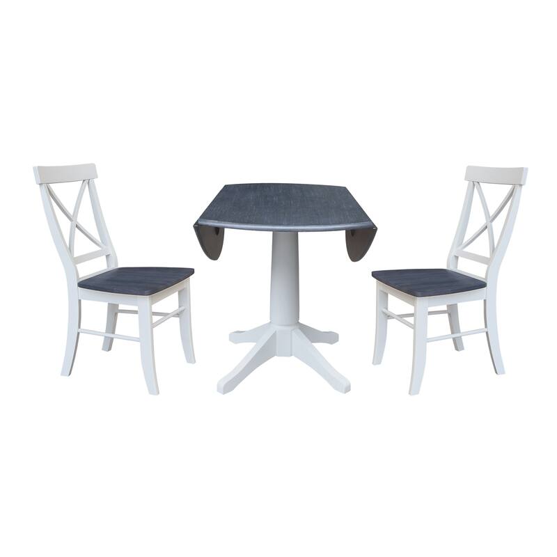 42" Round Top Dual Drop Leaf Pedestal Table with Dining Chairs