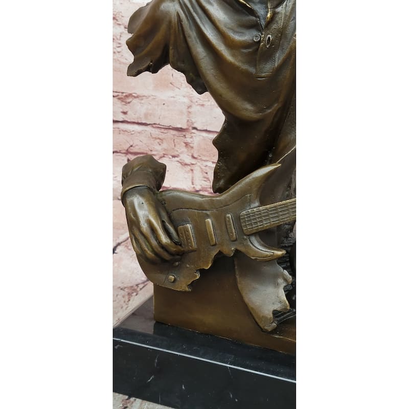 Black Guitarist Musician Bronze Bust Statue Sculpture Figure Original Art 17 Inches X 12 Inches