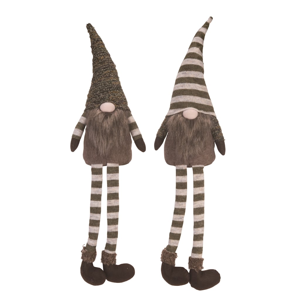 Transpac Rustic Green Gnome Shelf Sitter Set of 2 Christmas Home Decorations