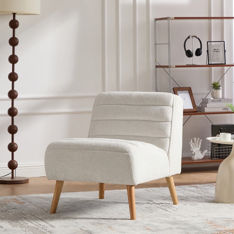 Modern Upholstered Armless Chair - Ivory-Type1