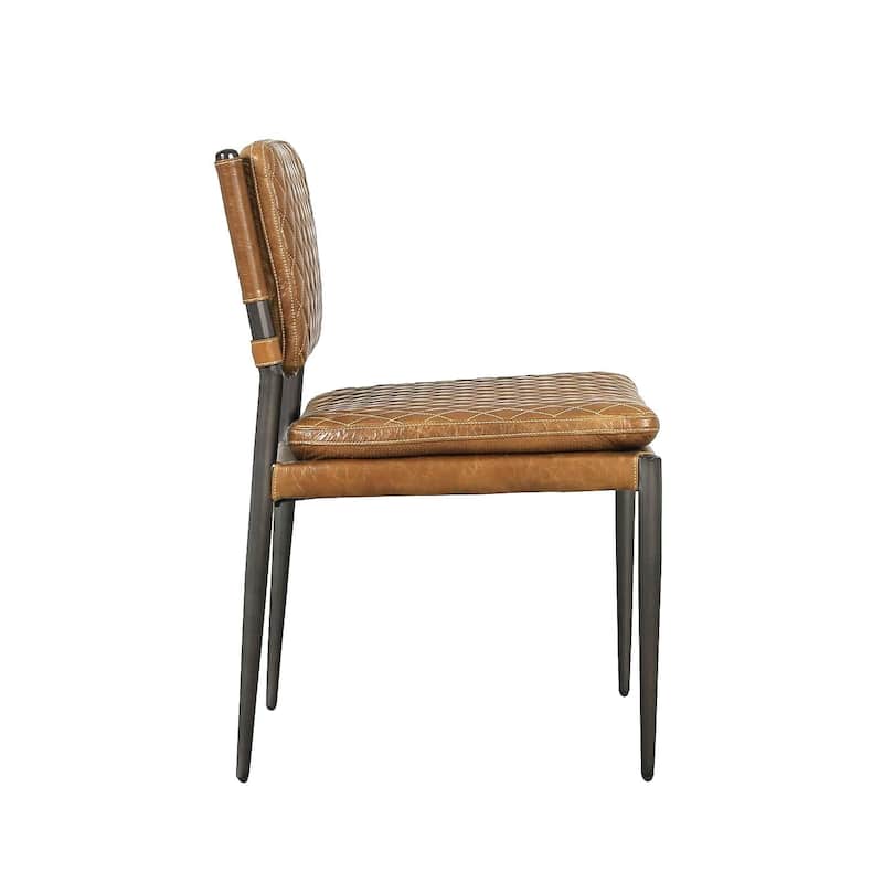 Pasargad Home Capri Brown Top Grain Leather Accent Chair, Brown
