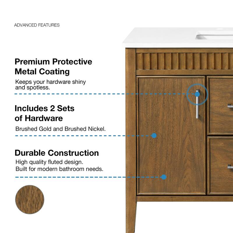 Juliette Warm Walnut Bathroom Vanity with White Quartz Top